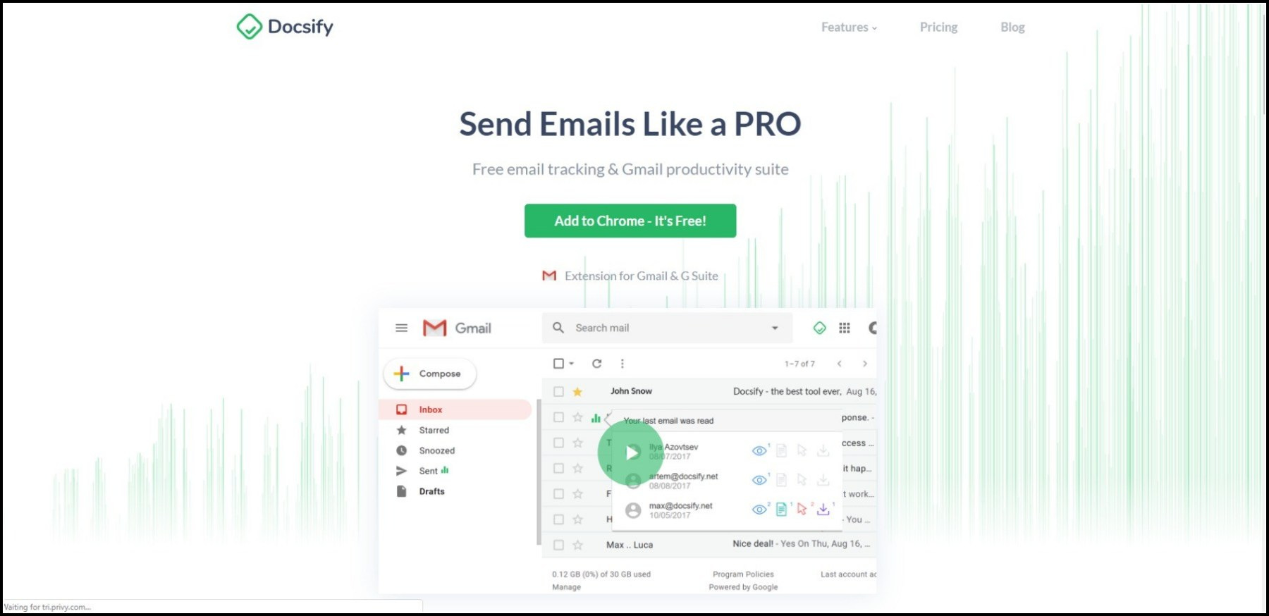 Docsify email tracking tool for gmail