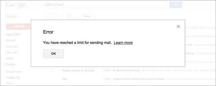 gmail sending limits