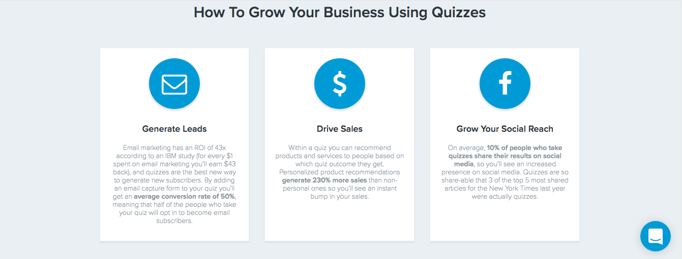 Grow business using quizzes