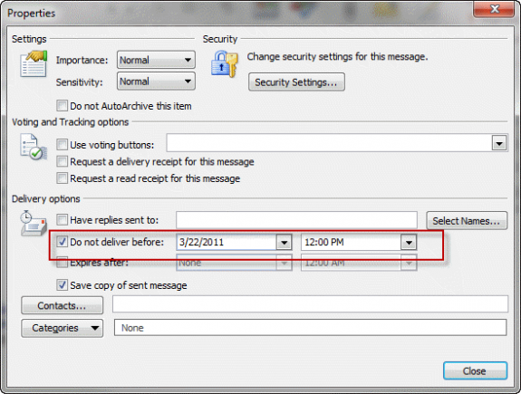 Outlook delay delivery 12