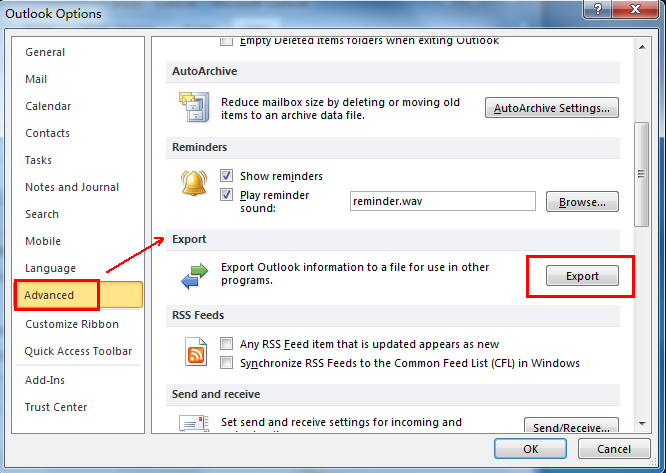 How to export contacts from outlook 7