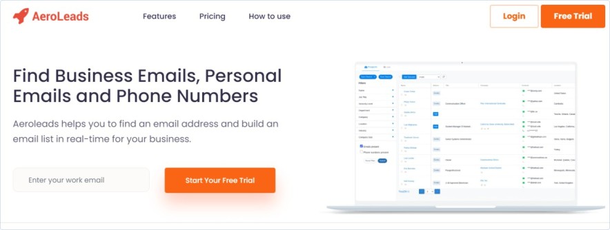 Aeroleads- Find email ids and phone number