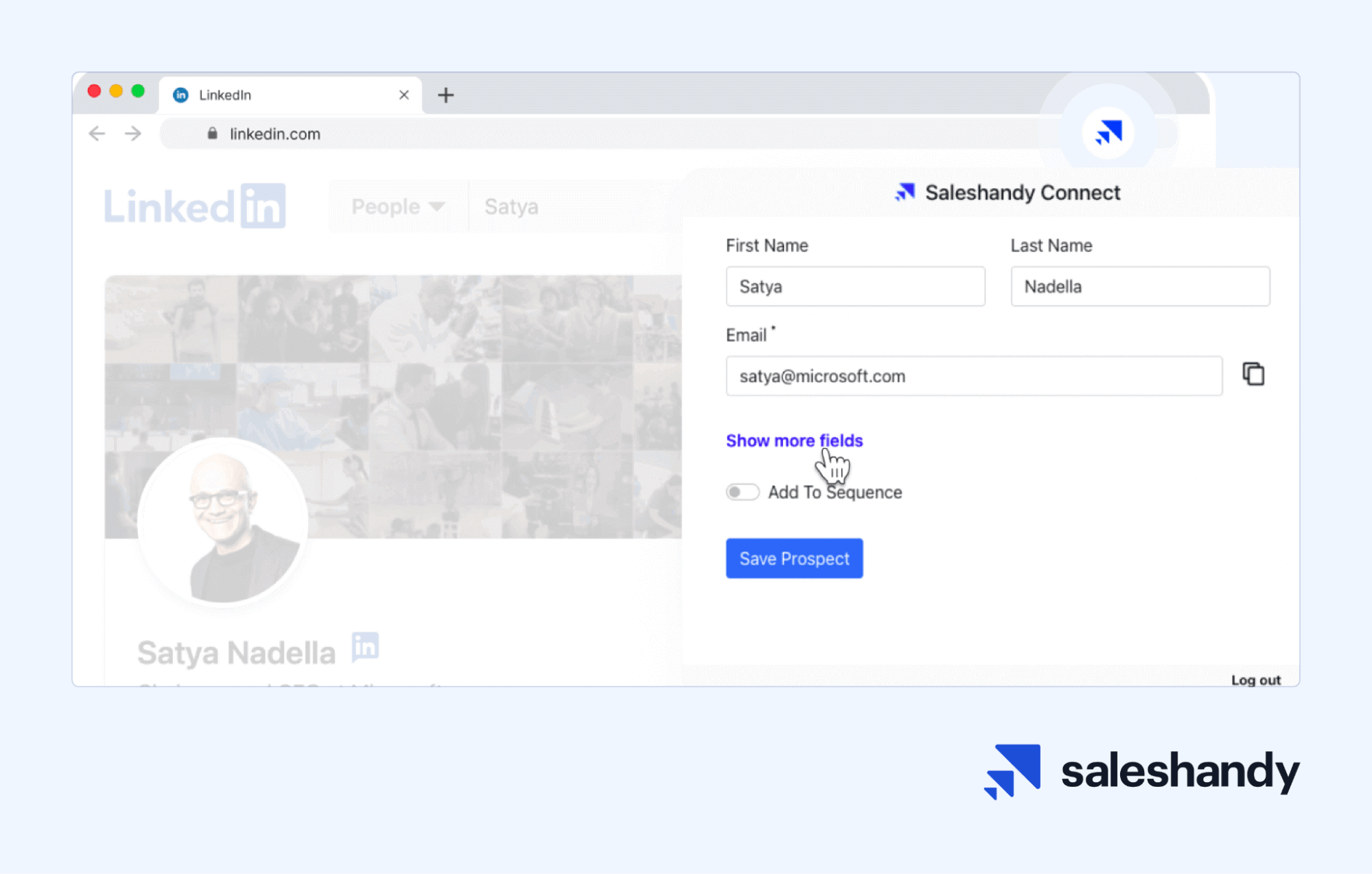 An image showing saleshandy connect's user interface