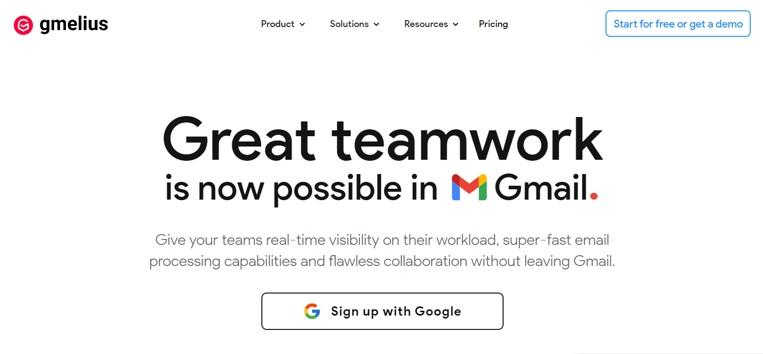 a screenshot of the Gmelius's website