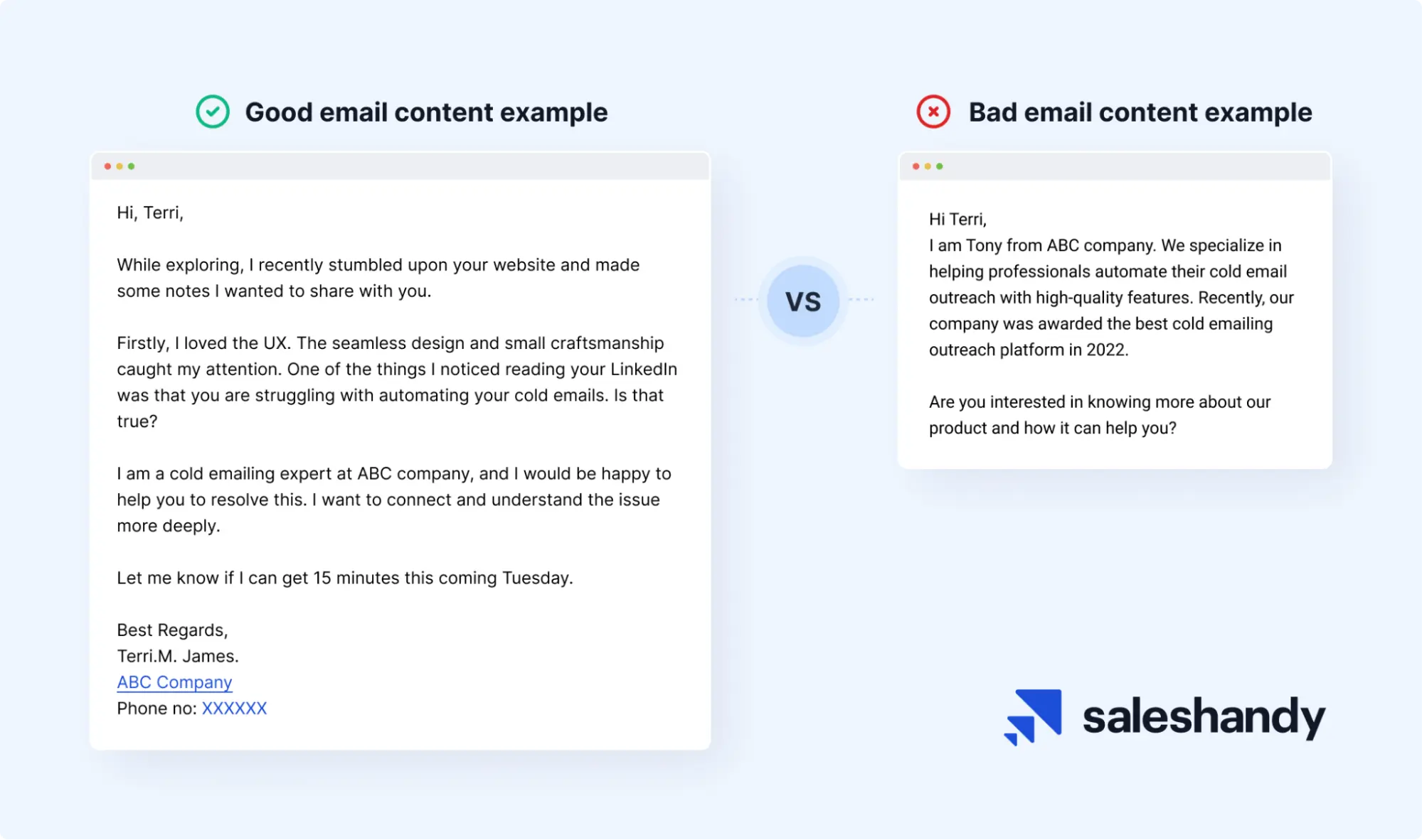 cold email content example