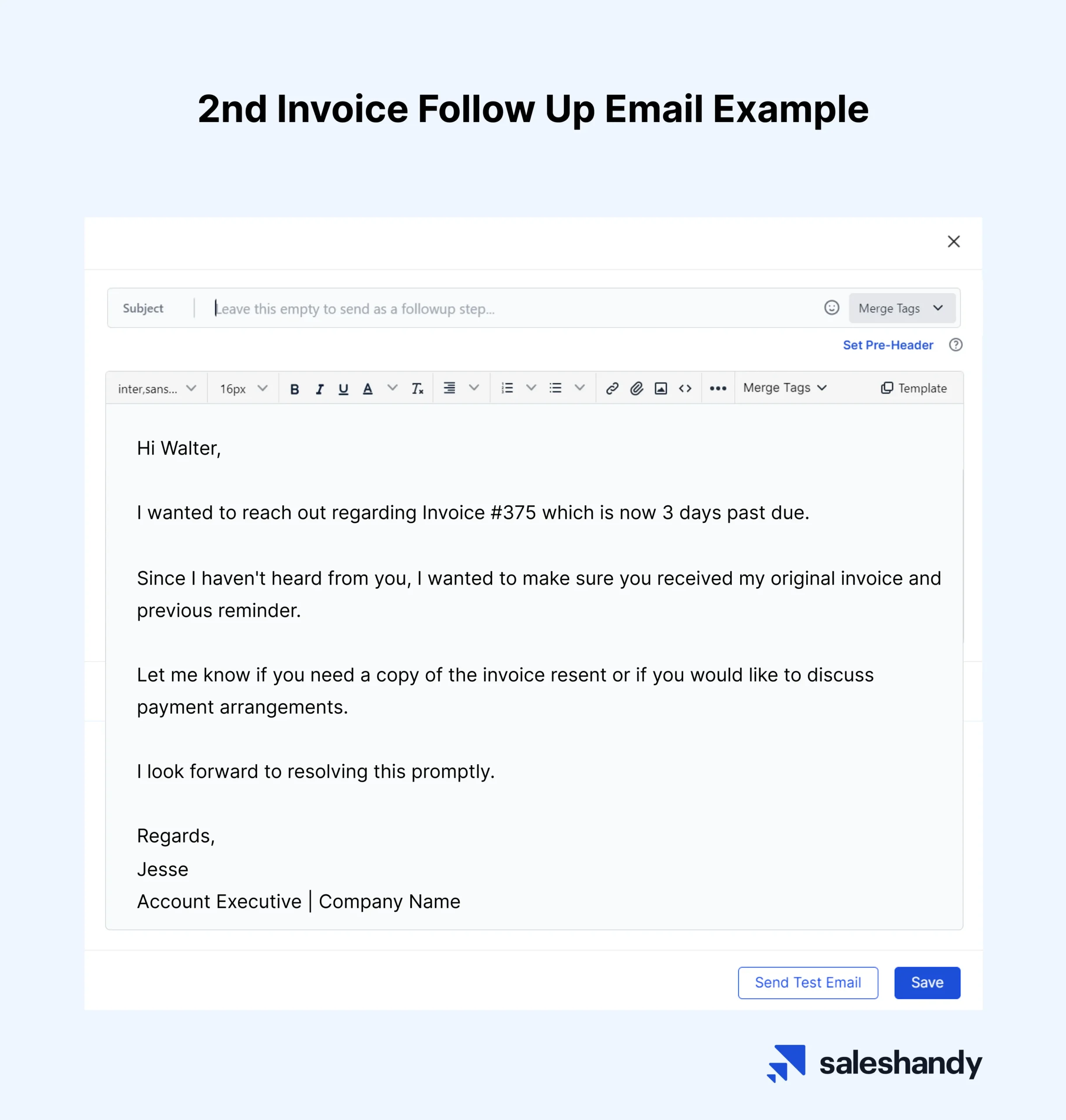 2nd Invoice Follow Up Email Example