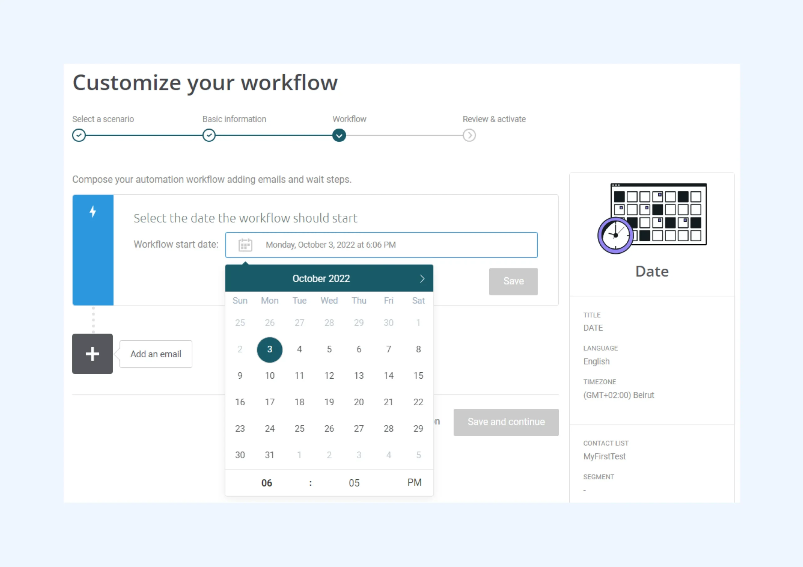 Mailjet workflow customization example