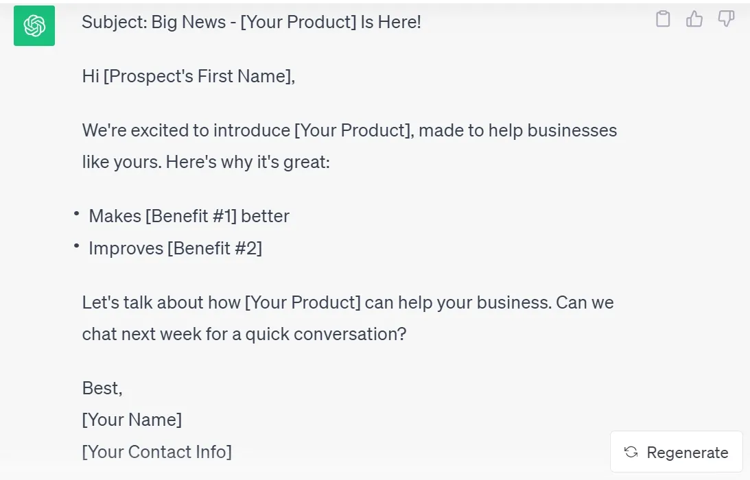 product launch email template