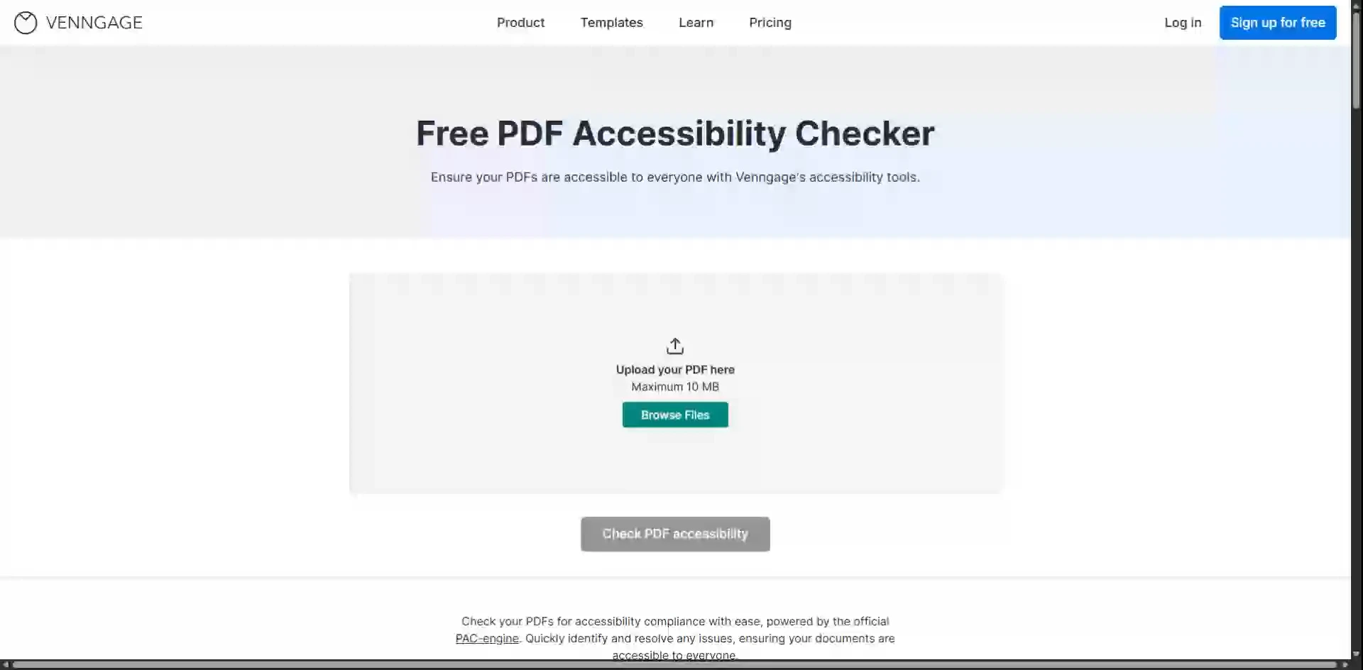 Venngage PDF accessbility checker