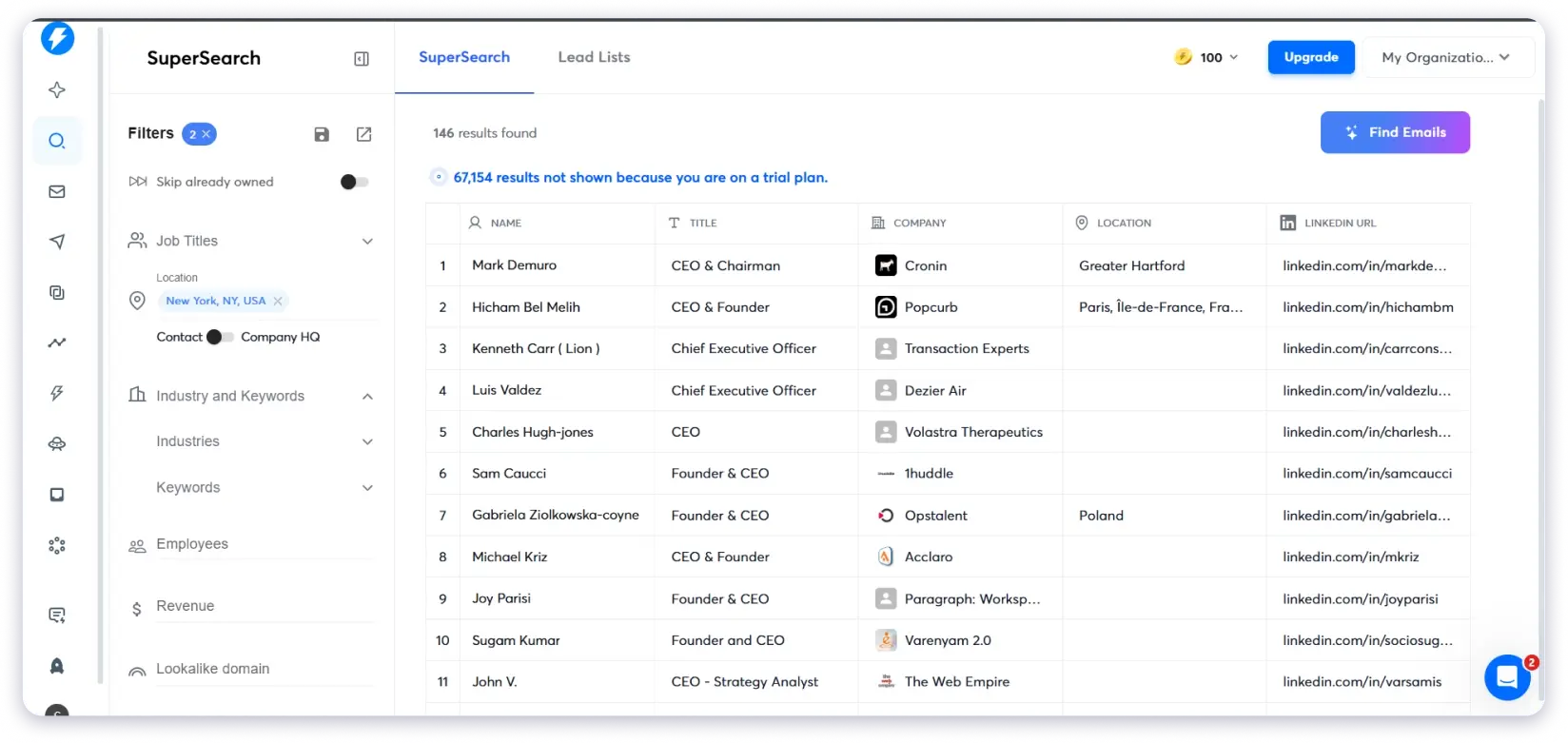 Instantly's lead finder