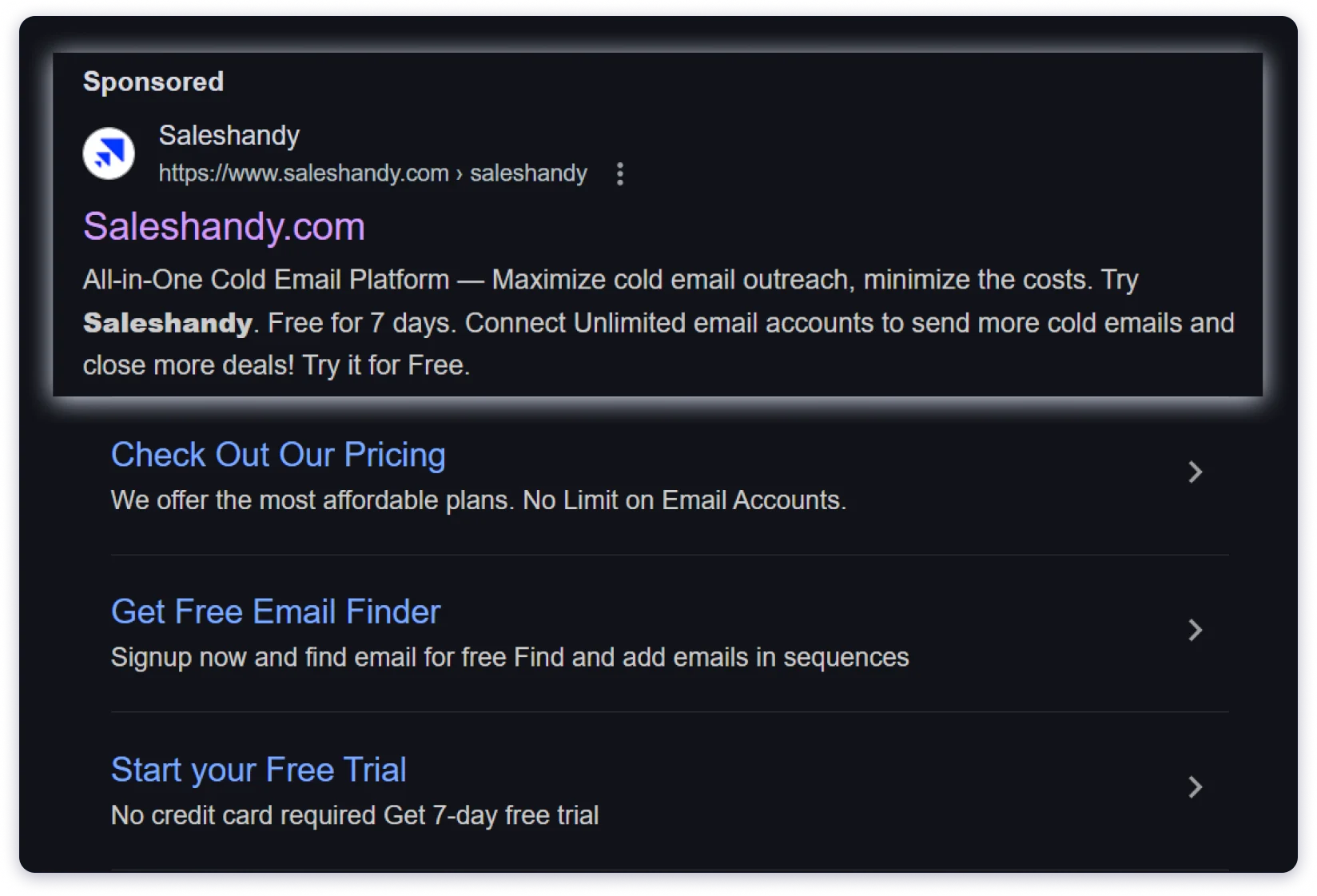 Saleshandy google ad