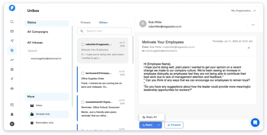 Instantly.ai, another Mailshake alternative that is ideal for scaling cold email outreach.