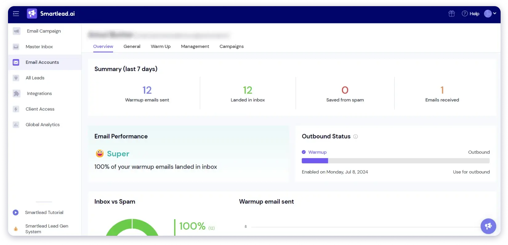 Email warm-up in Smartlead