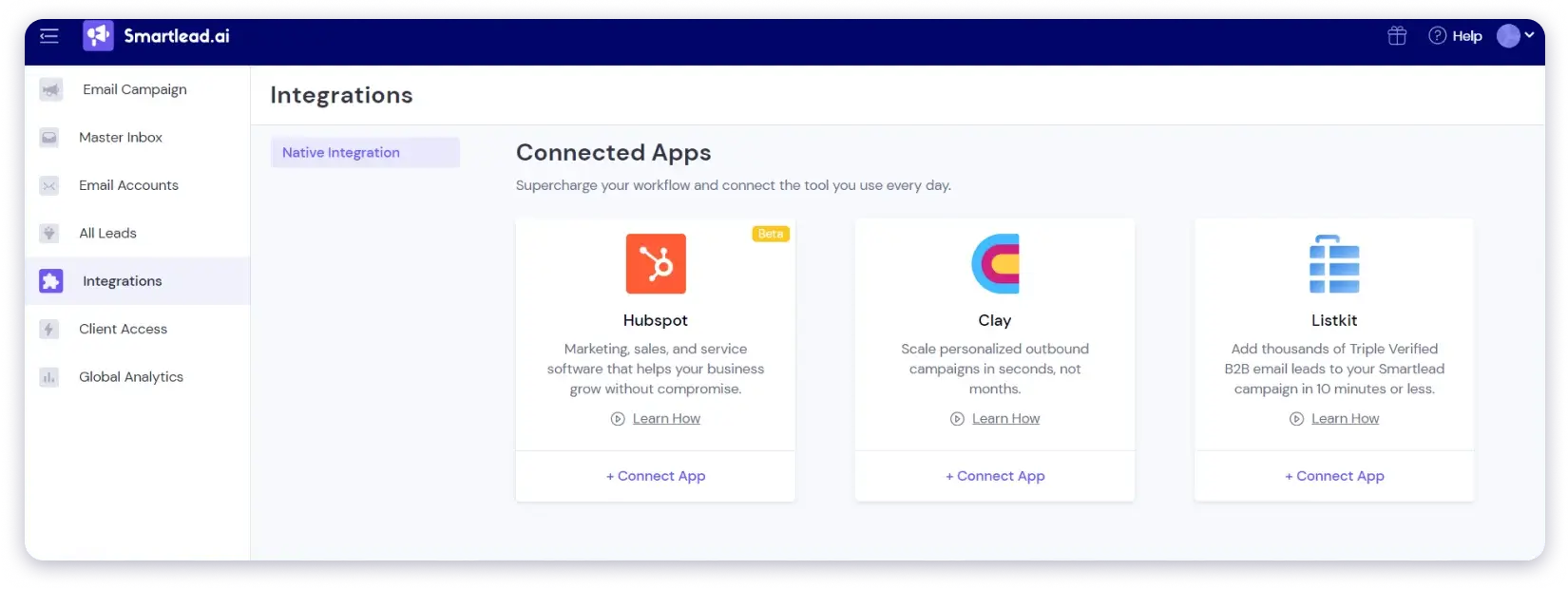 Integrations in Smartlead