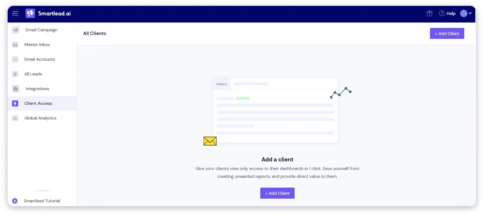 Client management option in Smartlead