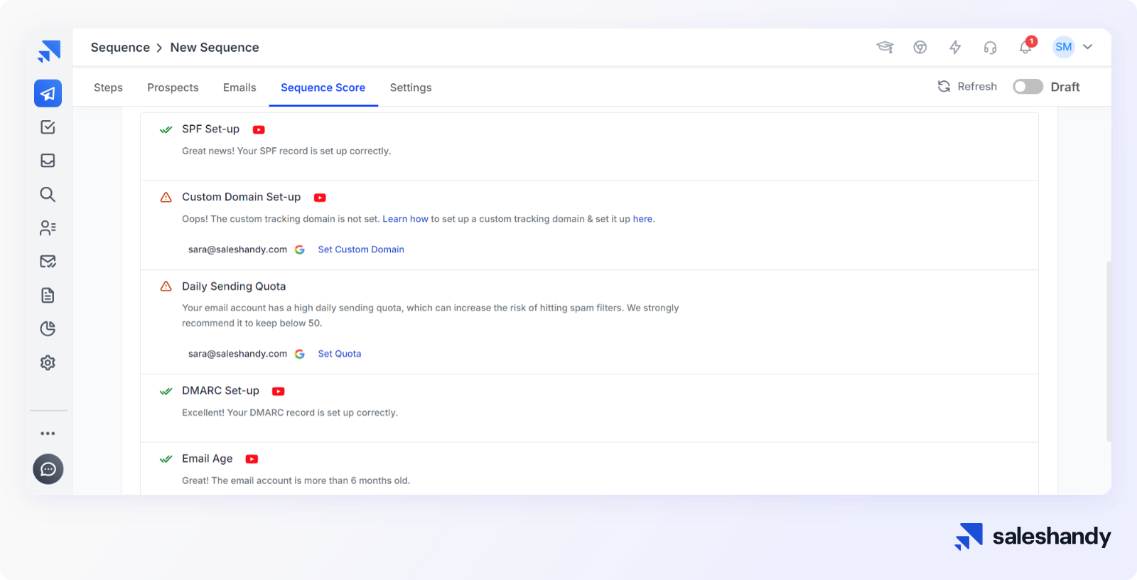 Sequence Score Feature by Saleshandy