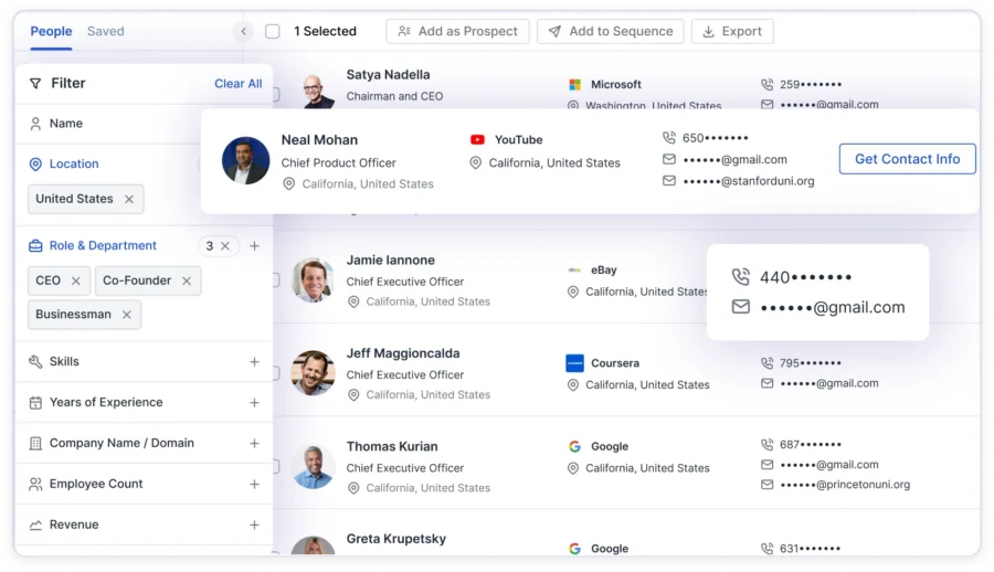 Finding prospects from Saleshandy B2B lead finder tool