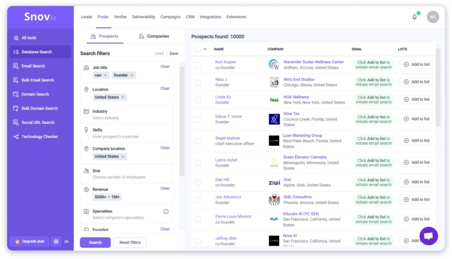 Snov.io is great for looking up emails and multichannel outreach.
