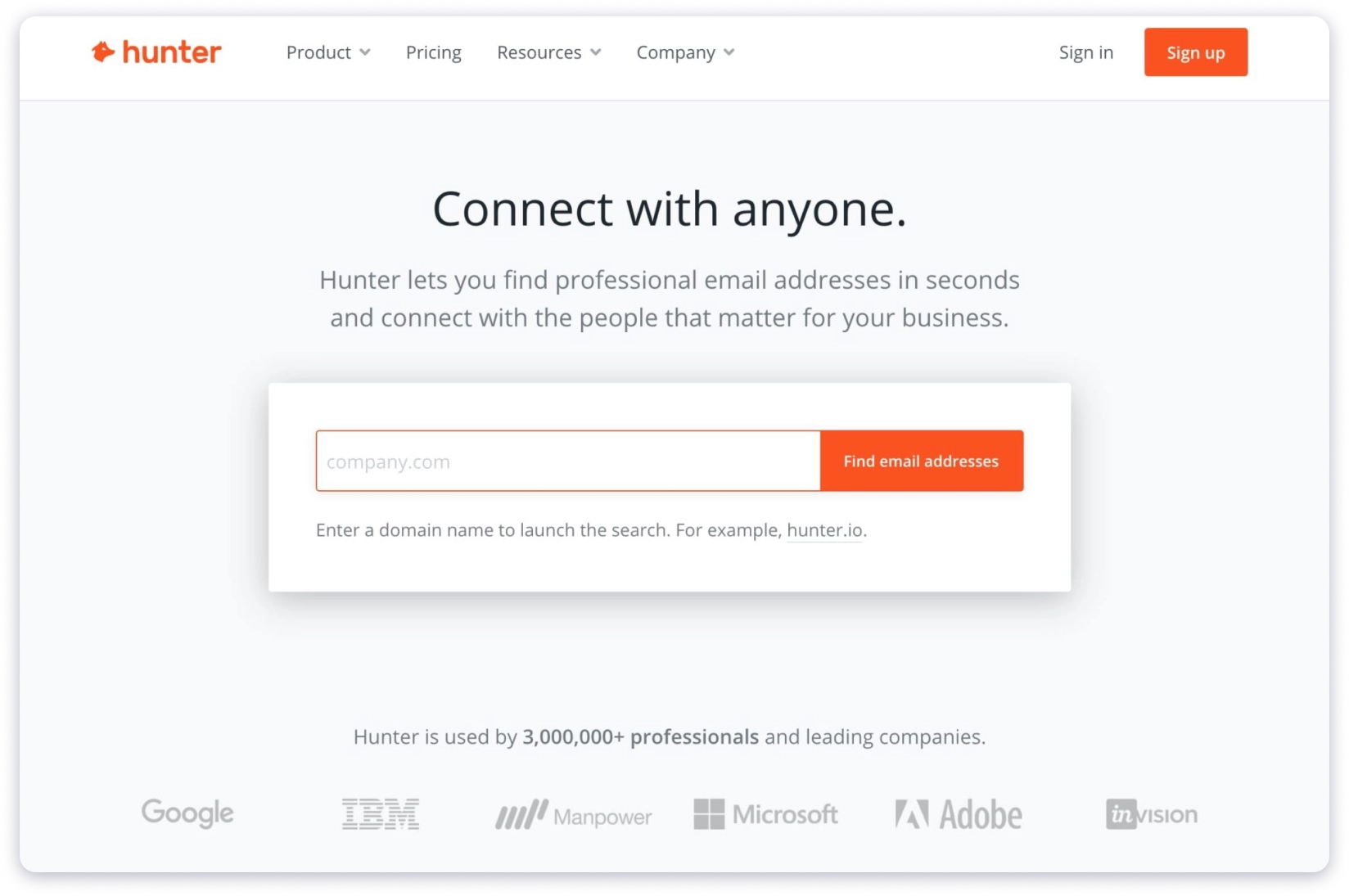 Hunter is one of the best tool to look for emails with domain and name