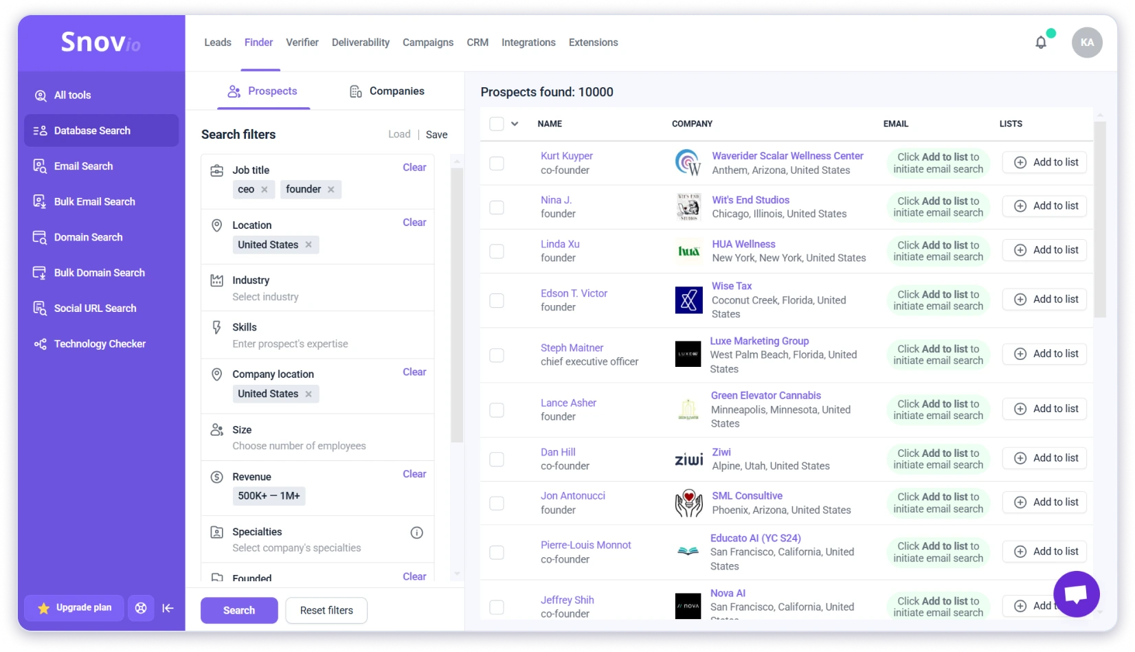Snov is the best email lookup tool