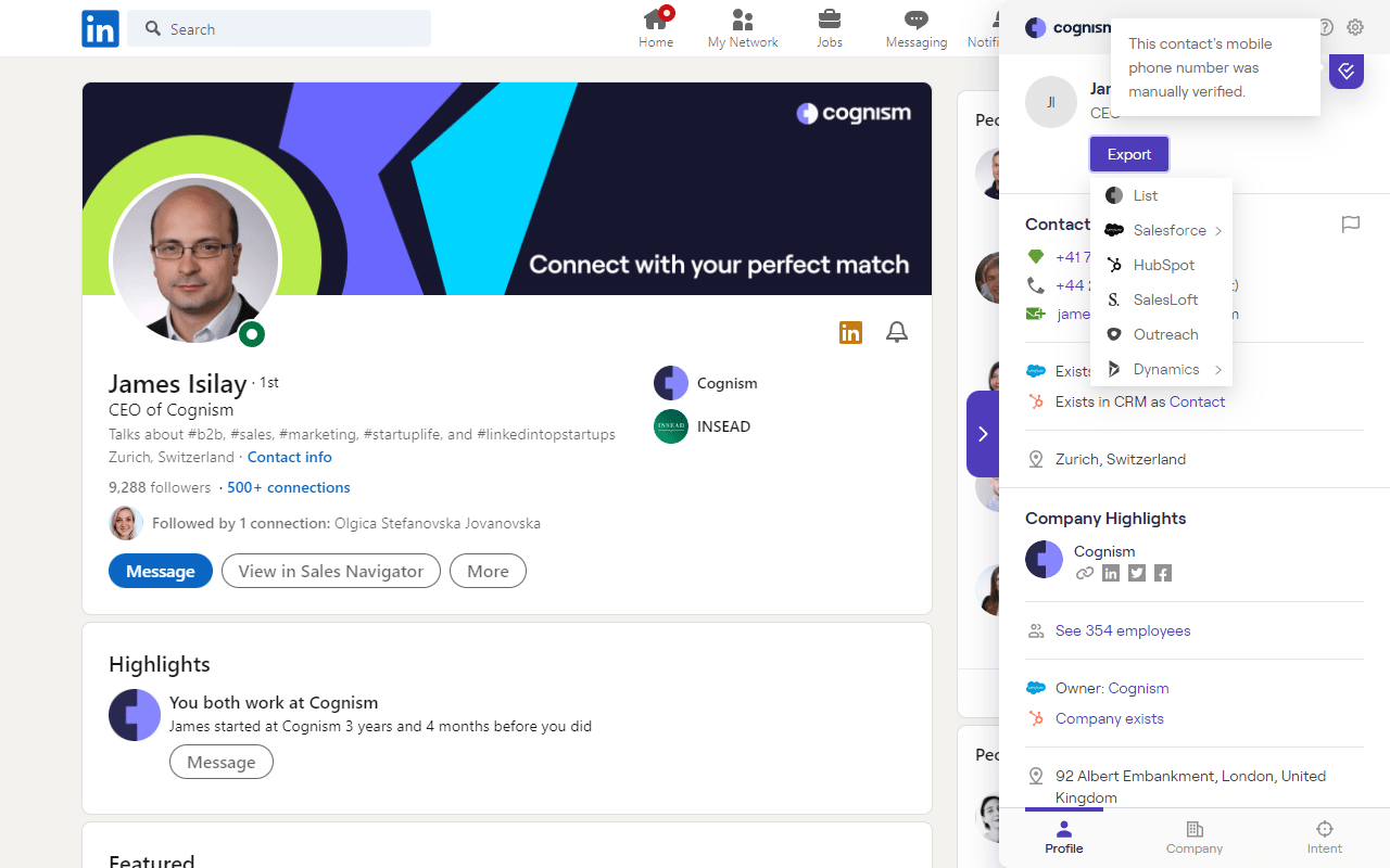 Prospecting with Cognism's Tool