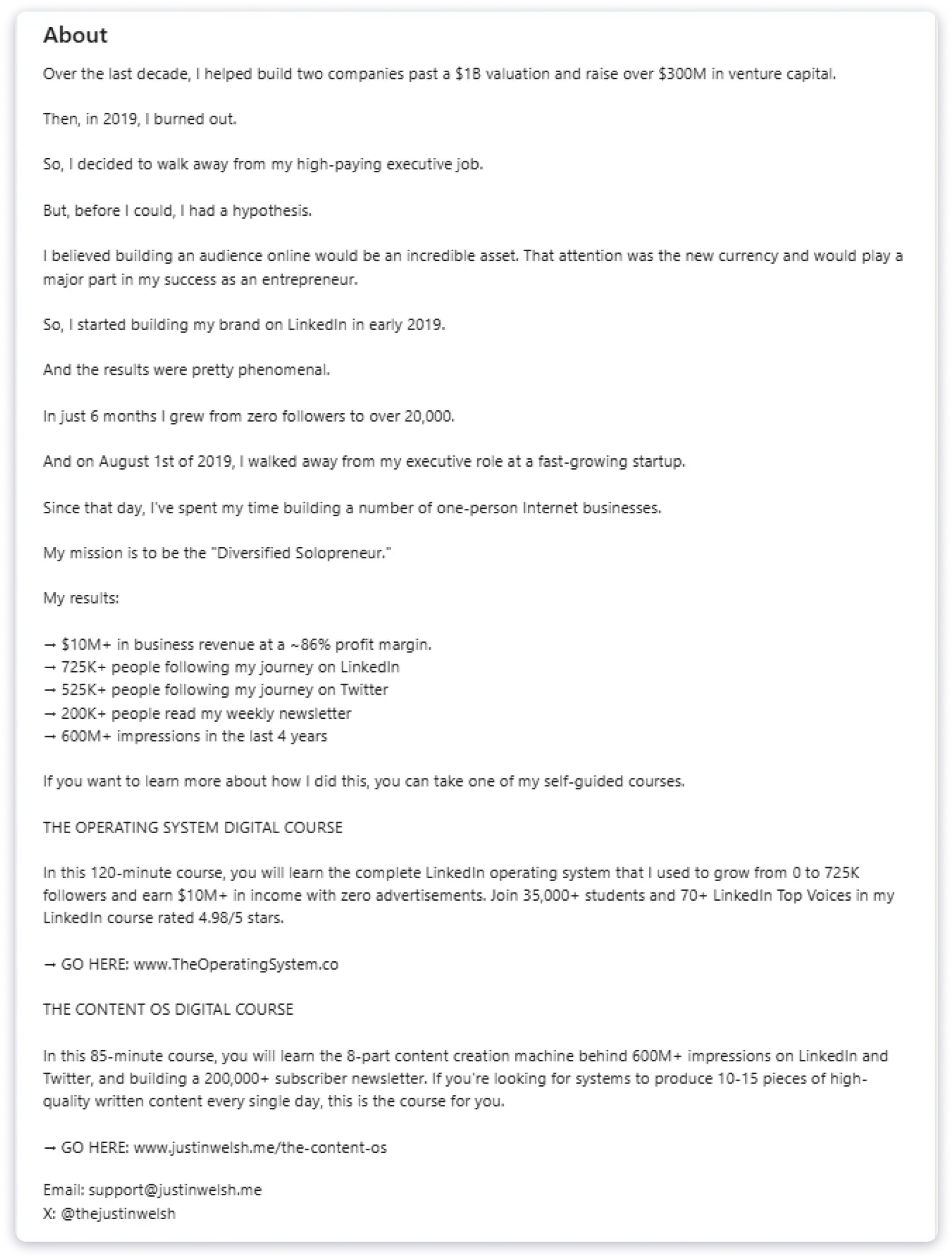 LinkedIn profile optimization for the 
about section