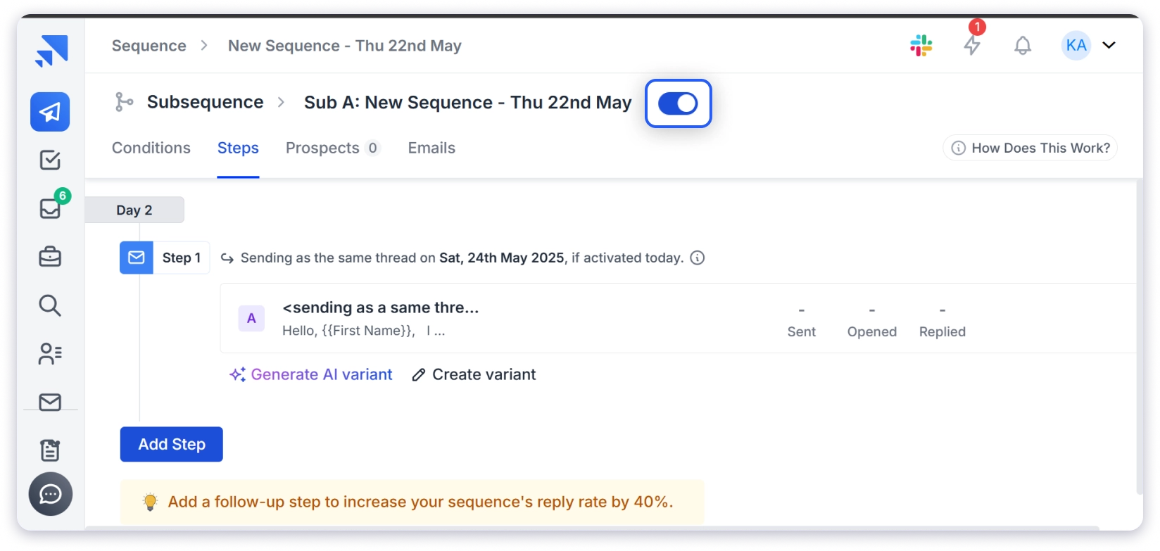 Create cold email drip campaign