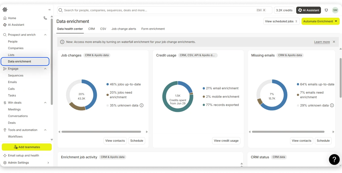 Apollo's Data Enrichment Feature 