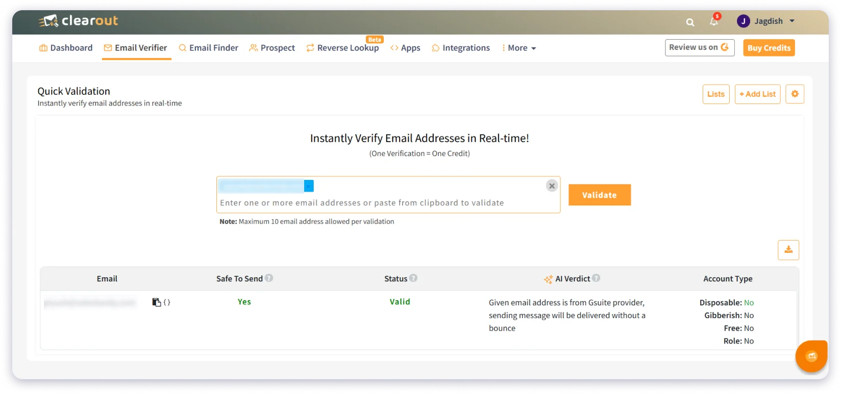 Clearout Email Verifier