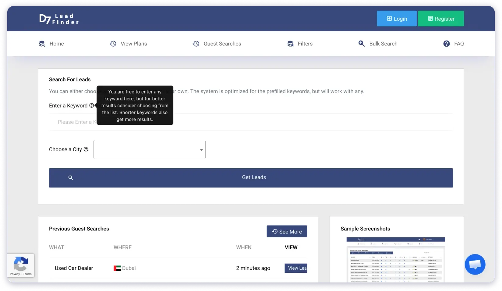 D7 Lead Finder Filters