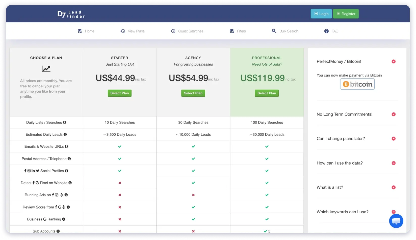 D7 Lead Finder Pricing