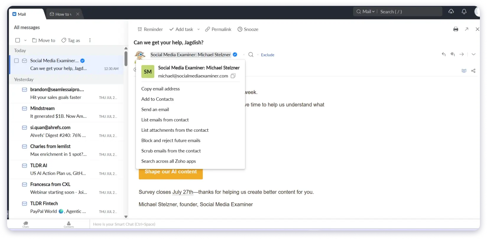 Get Email Address from Newsletter