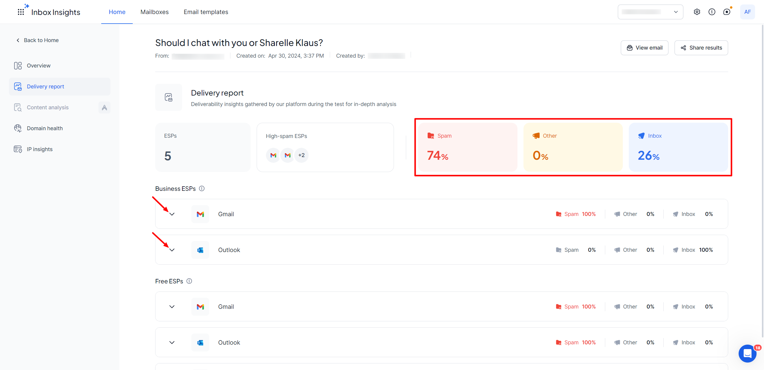 Inbox Insights Reports