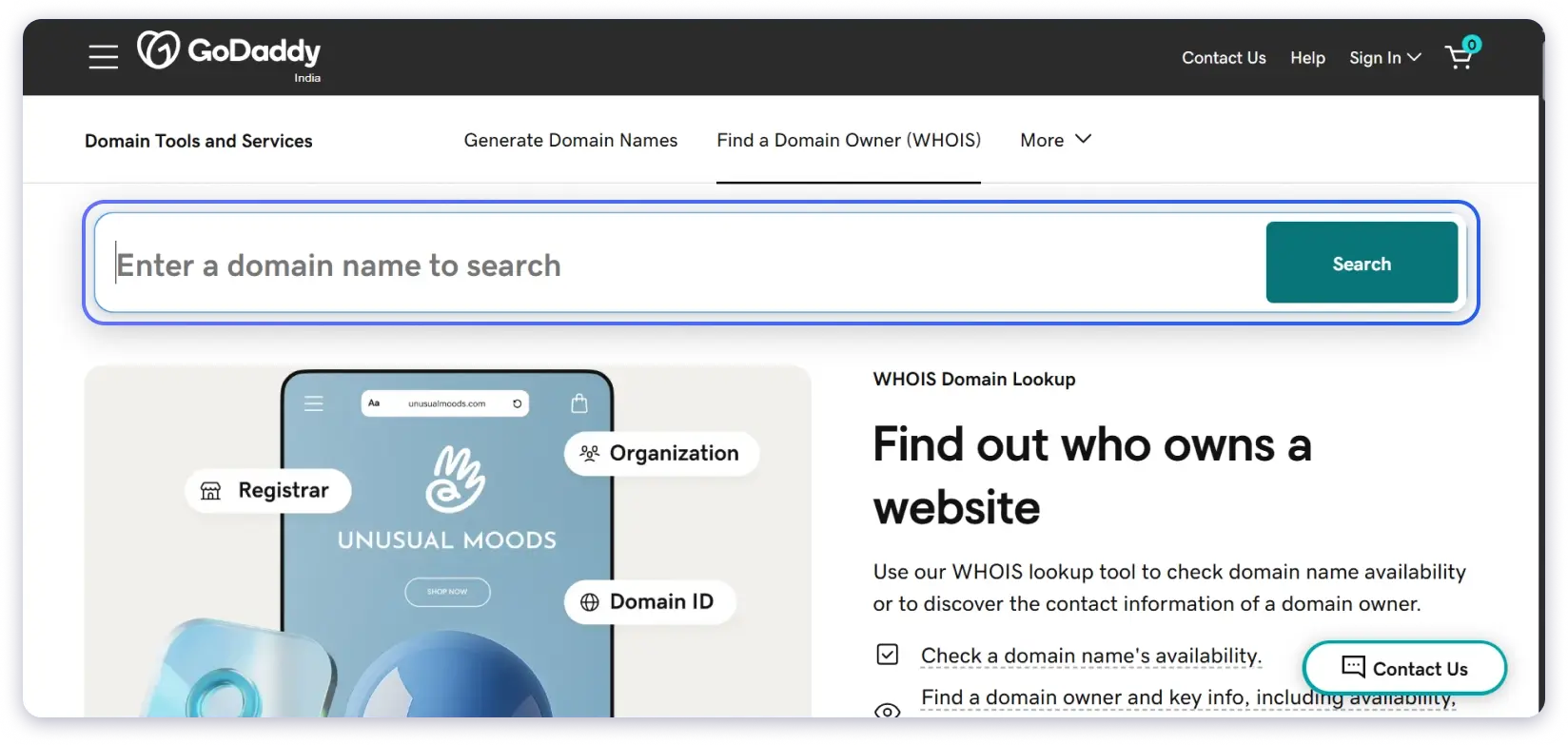 Find emails with WHOIS method step 1