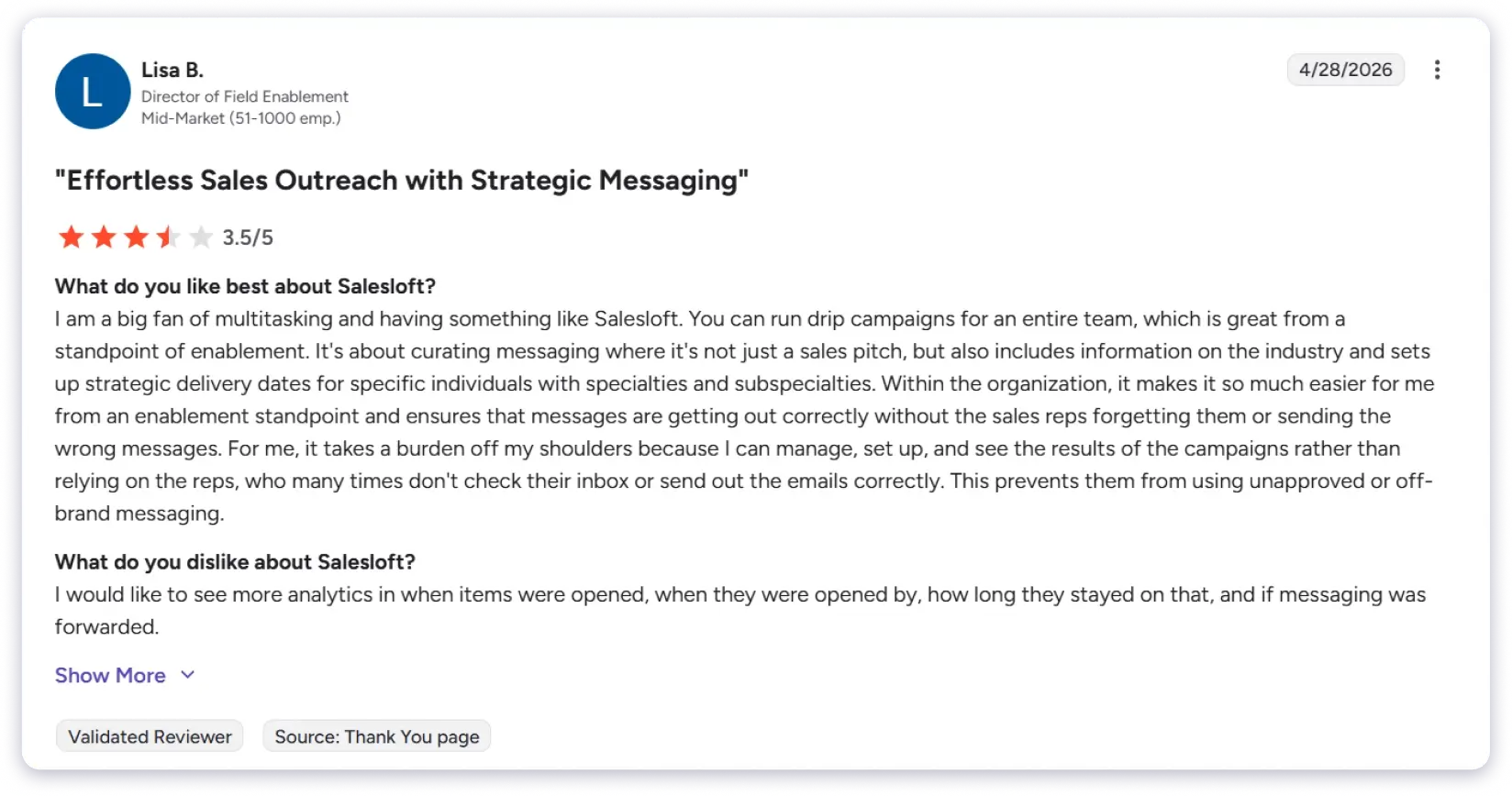 g2 review of salesloft