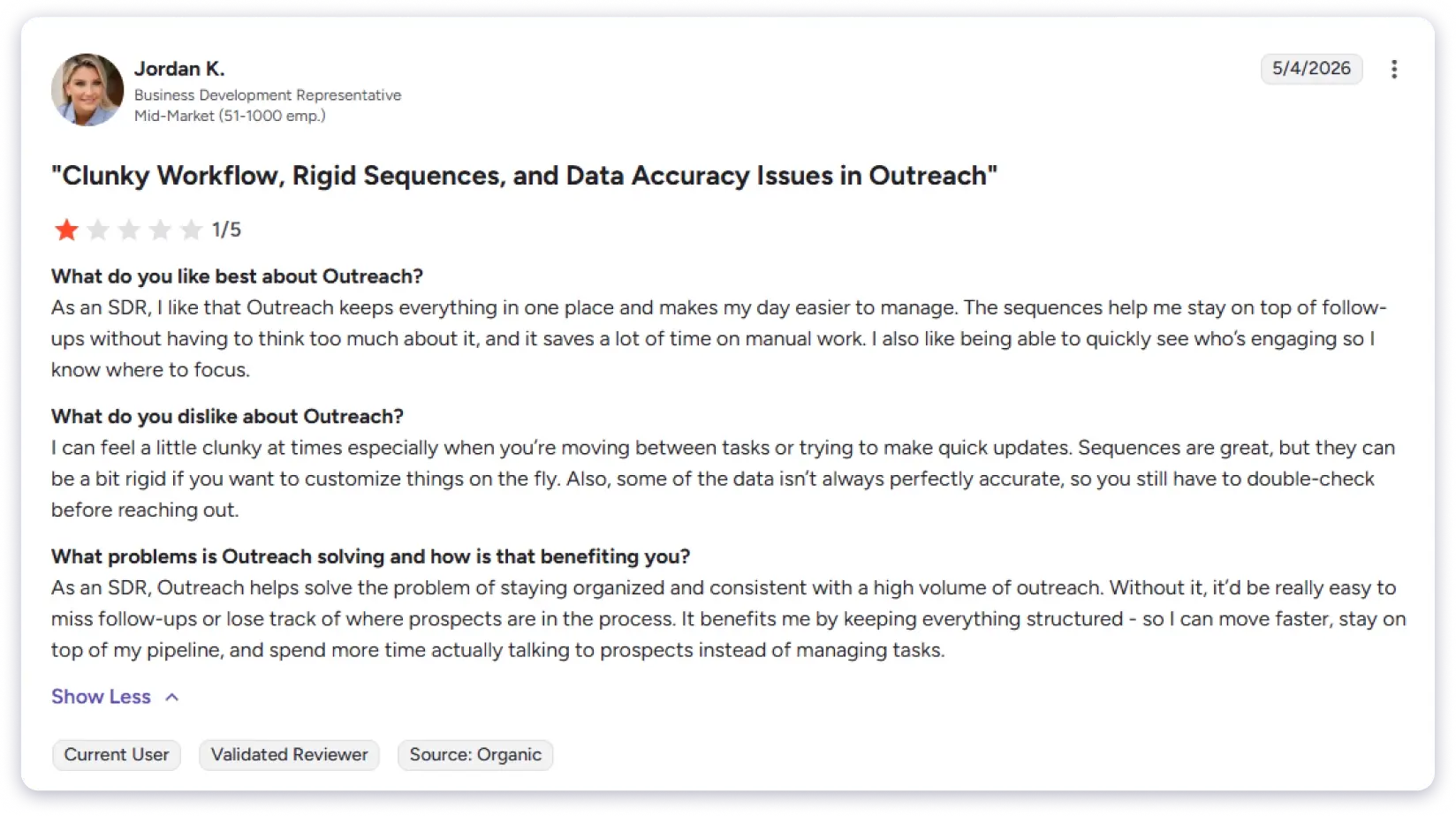 G2 review outreach io