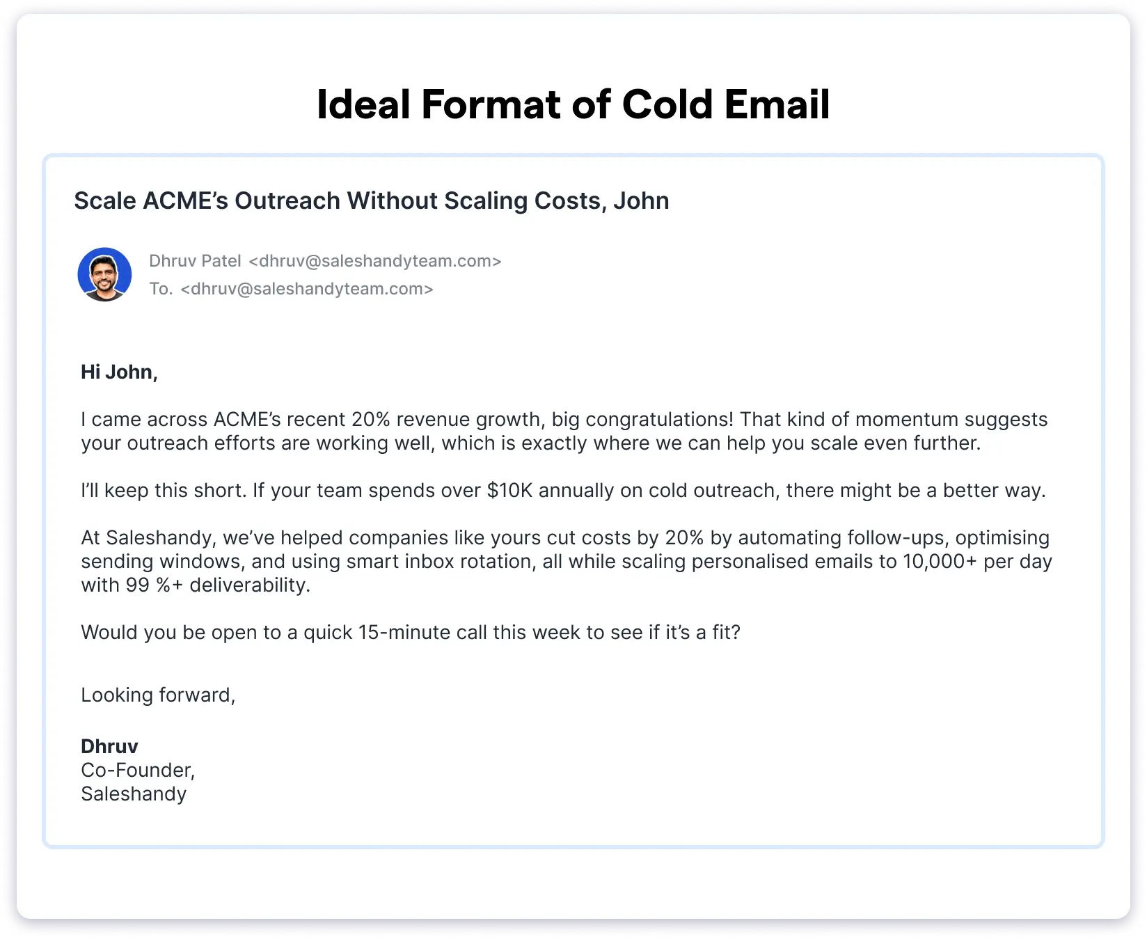 Ideal Format of Cold Email