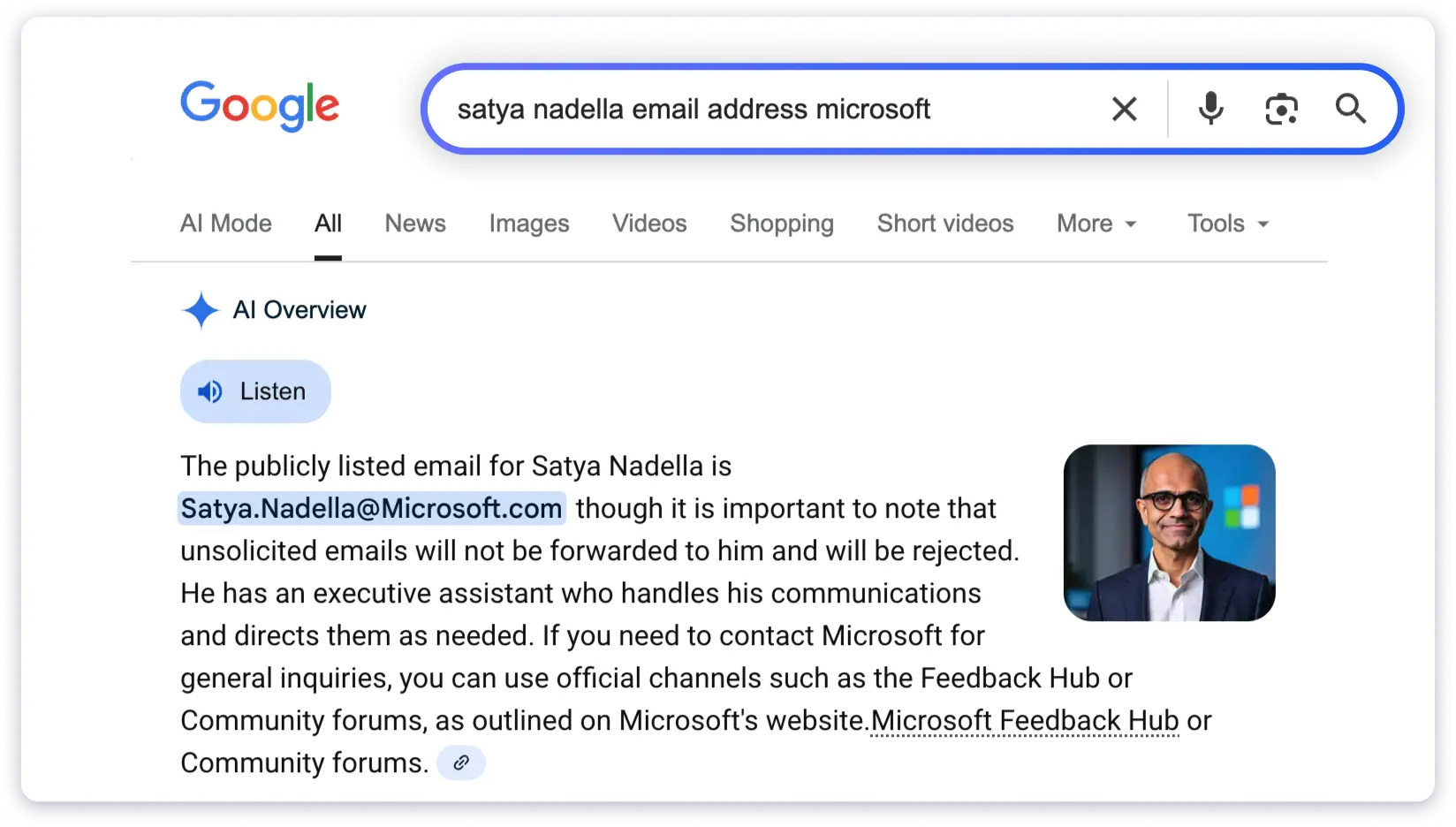 Find CEO email address using Google search