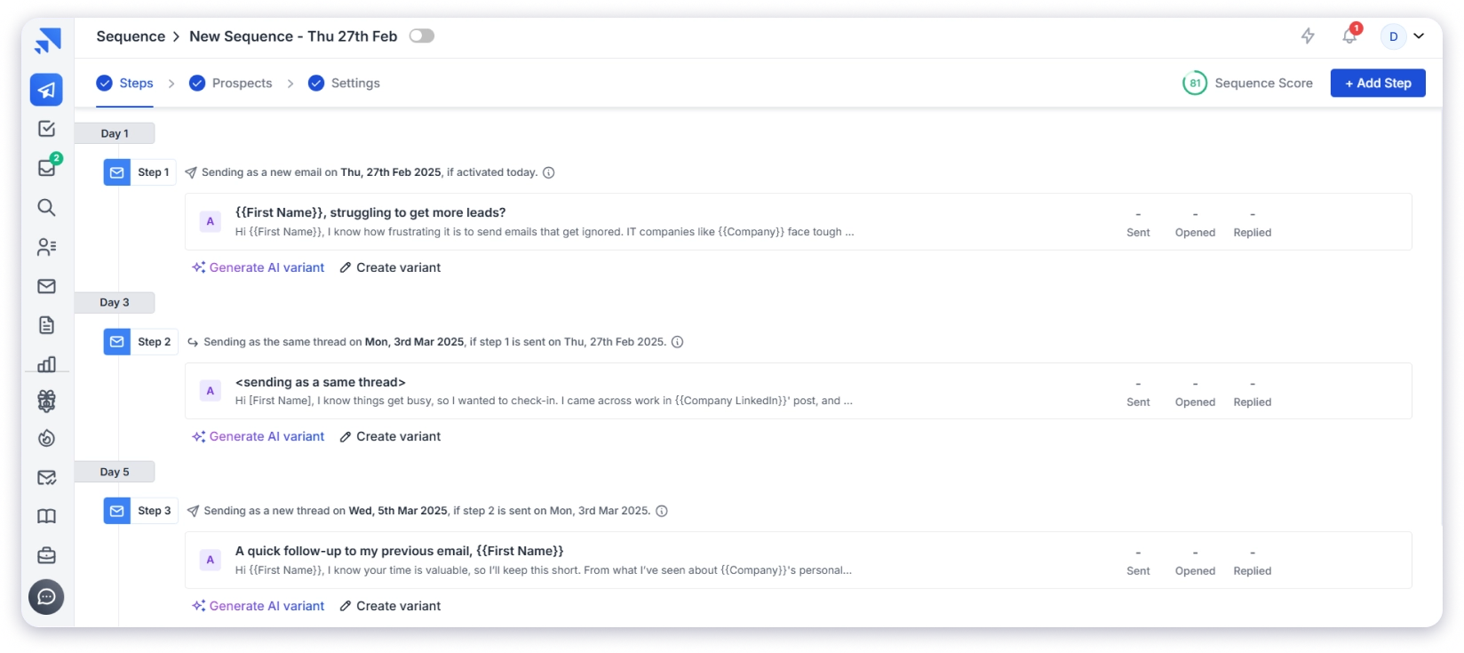 Using saleshandy, setup follow ups automatically