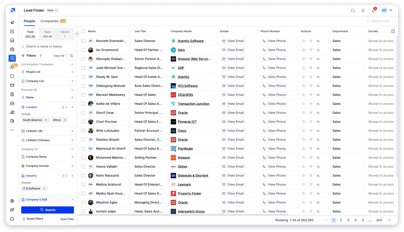 Lead Finder tool with 800M+ database