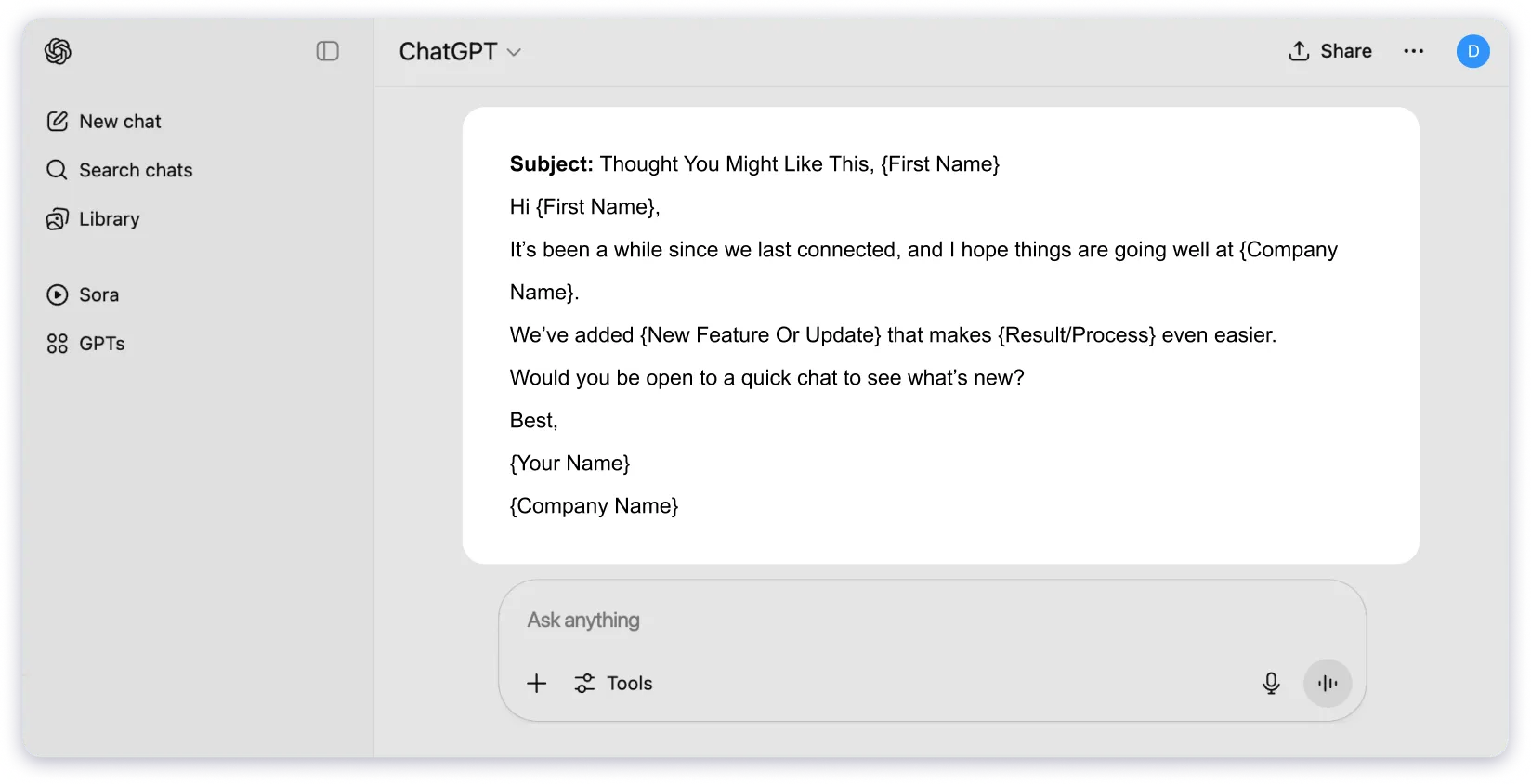 ChatGPT Cold Email Prompt For Re-Engagement