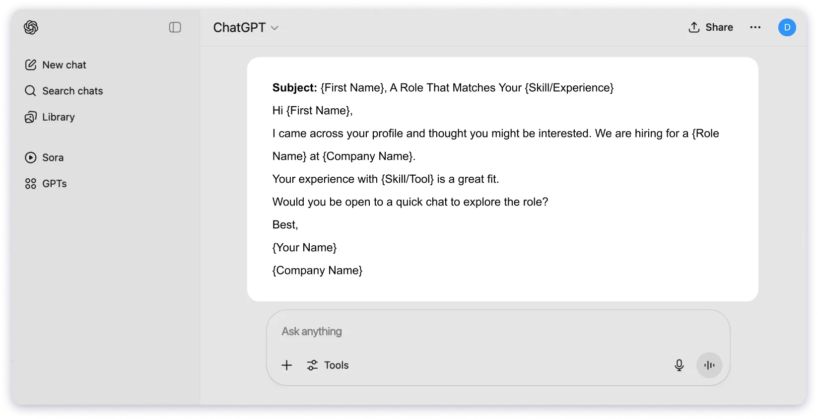 ChatGPT Cold Email Prompt For Job