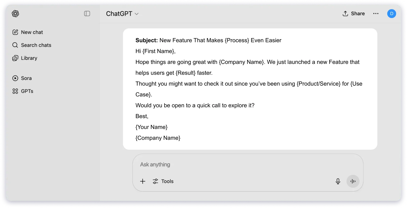 ChatGPT Cold Email Prompt For Upselling / Cross-Selling