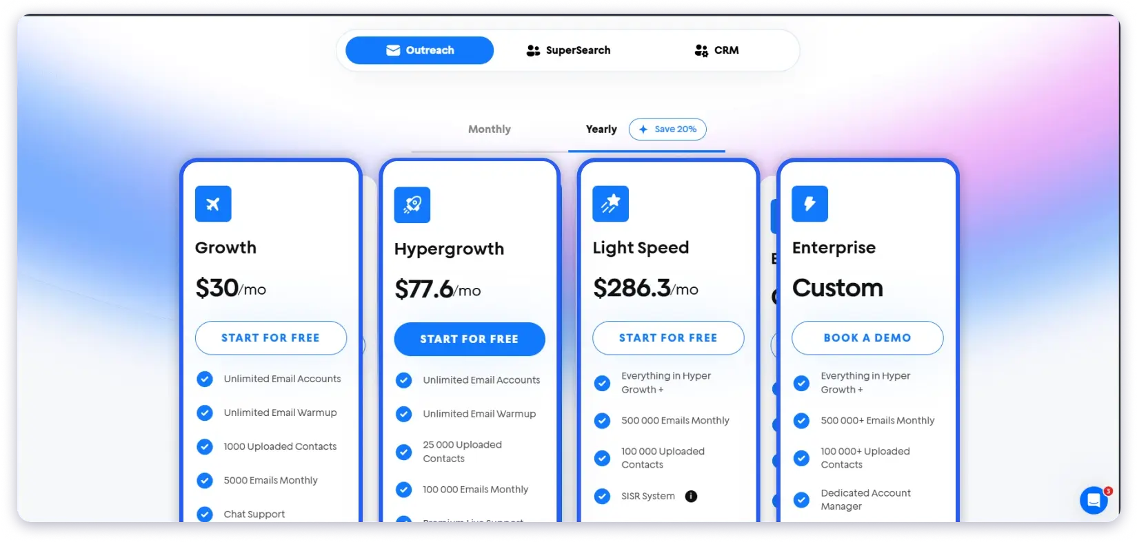 Instantly pricing plans