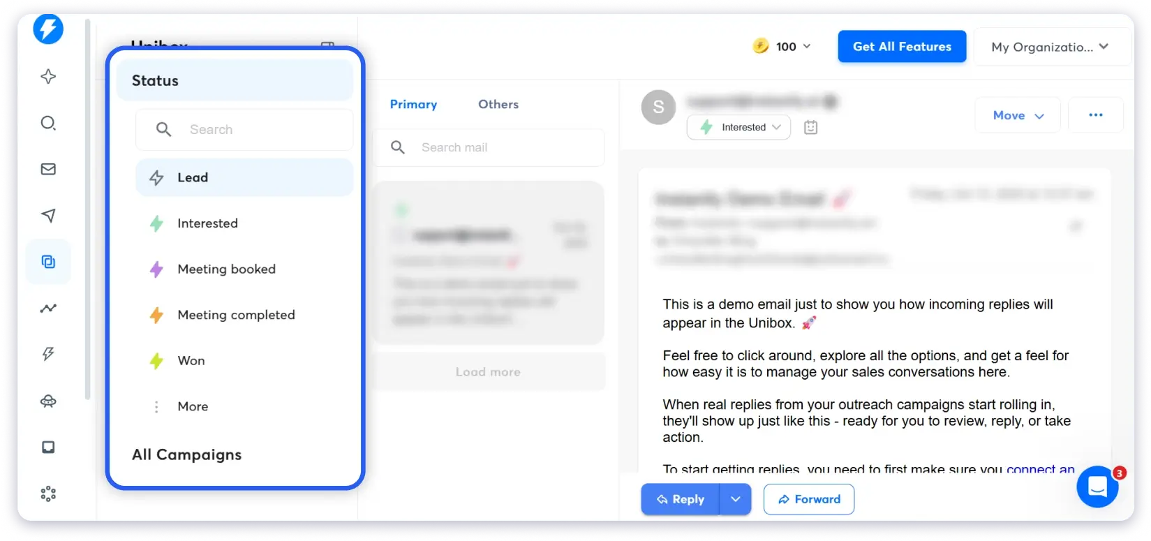 Instantly's unified inbox