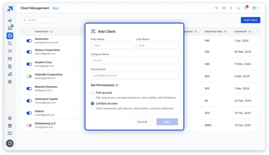 Saleshandy agency workflow