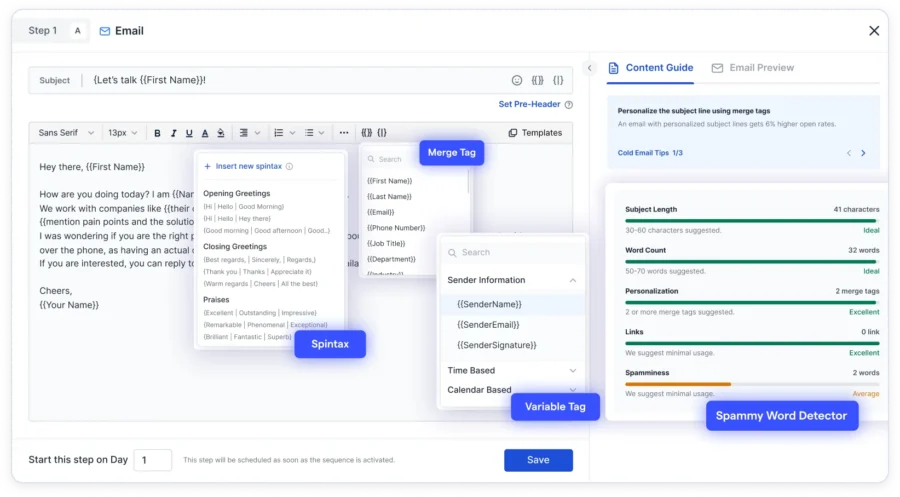 saleshandy personalization