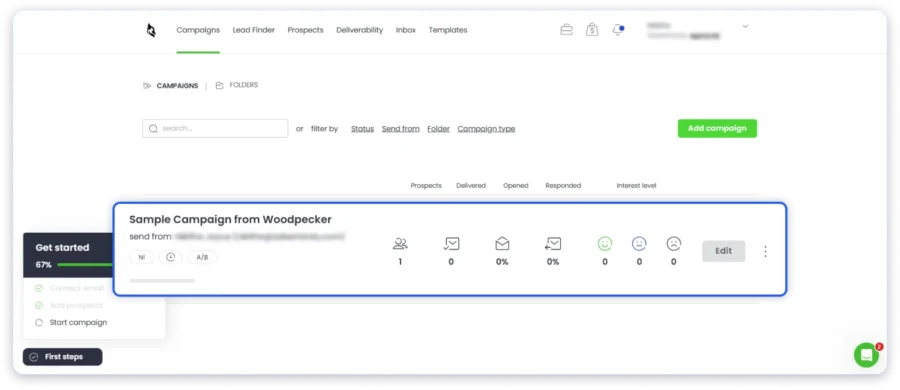 start a new cold email campaign in woodpecker