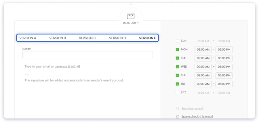 generate email variations woodpecker