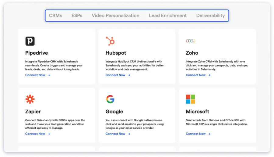 native integrations saleshandy